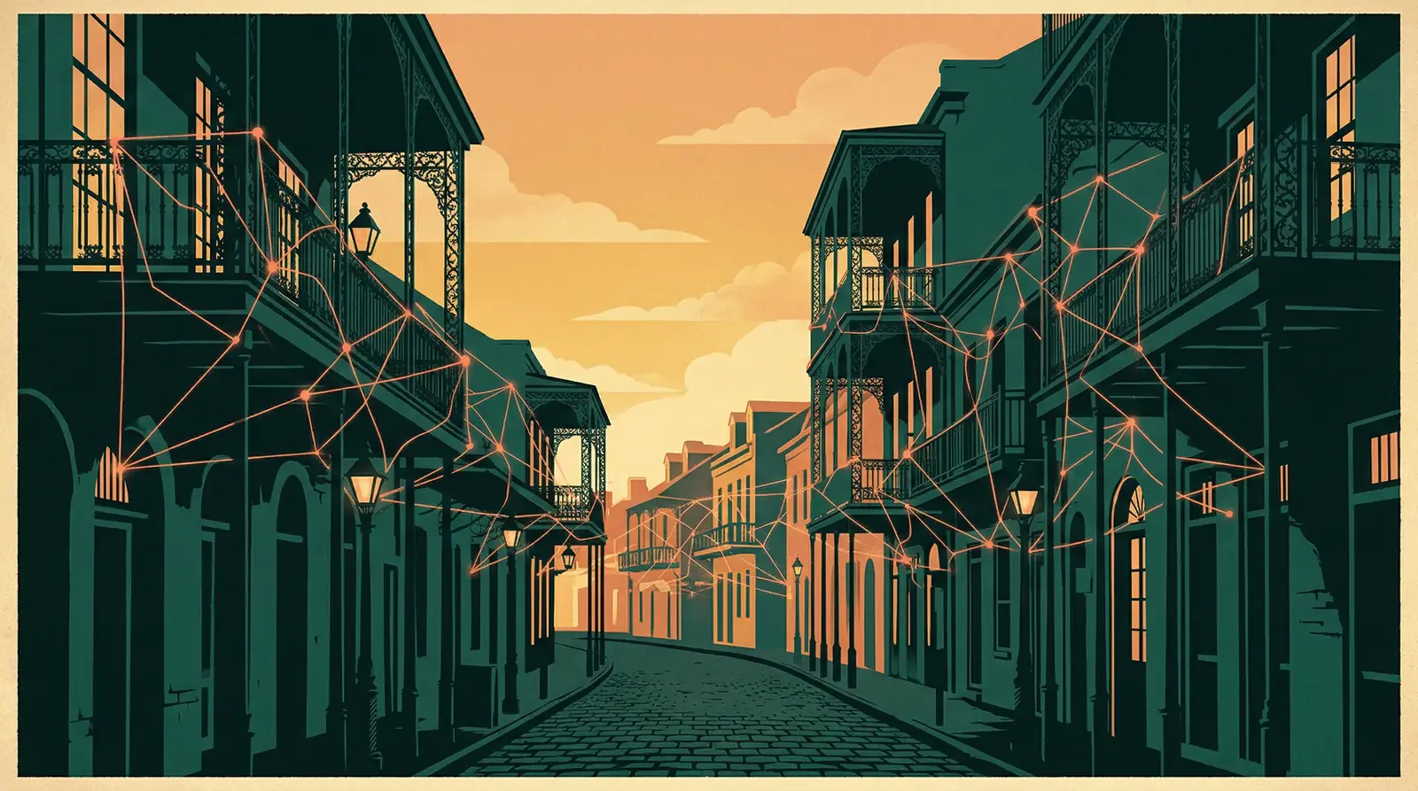 French Quarter street in New Orleans lined with historic balconies